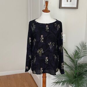 Ellen Tracy Dark Floral Blouse